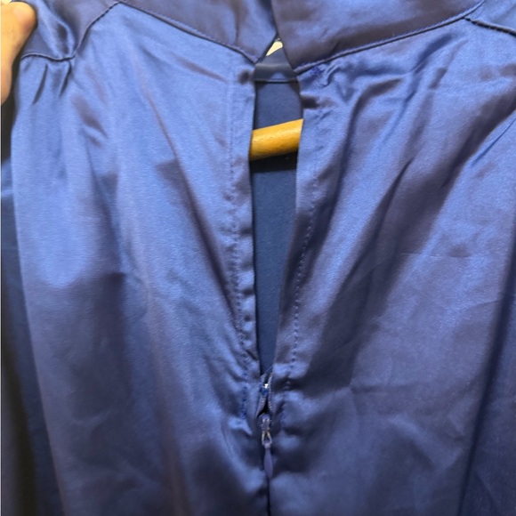 Blue Satin Mock Neck Maxi Dress - Picture 10 of 14